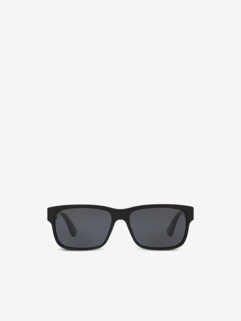 GUCCI Web-stripe rectangle-frame sunglasses