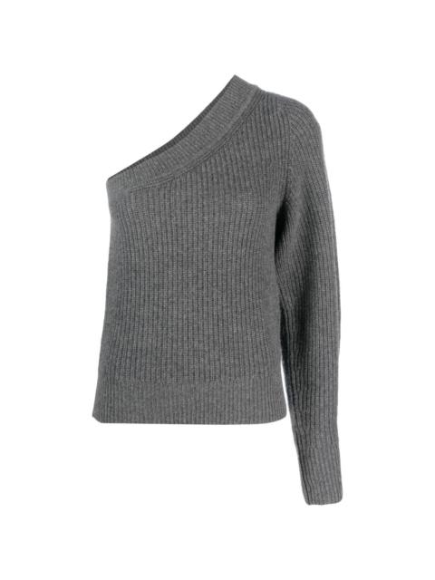 one-shoulder ribbed-knit jumper