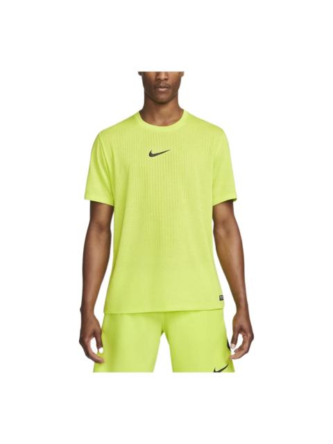 Nike Men's Nike Pro Dri-FIT Adv Training Sports Quick Dry Solid Color Round Neck Short Sleeve Atomic Gree