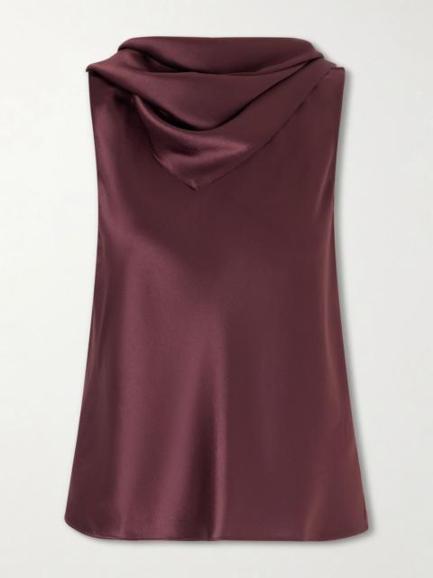 LESET Barb draped satin blouse Burgundy