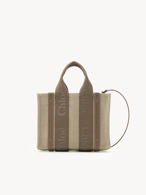 Chloé SMALL WOODY TOTE BAG IN LINEN