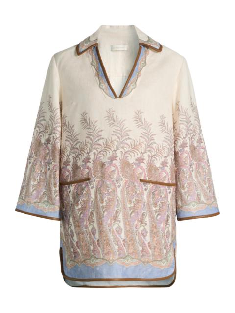 Zimmermann Women's Alchemy Floral Paisley Linen Tunic Minidress - Cream Paisley