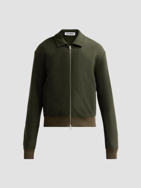 Jil Sander Men's Felted Wool-Blend Jersey Jacket - Beetle