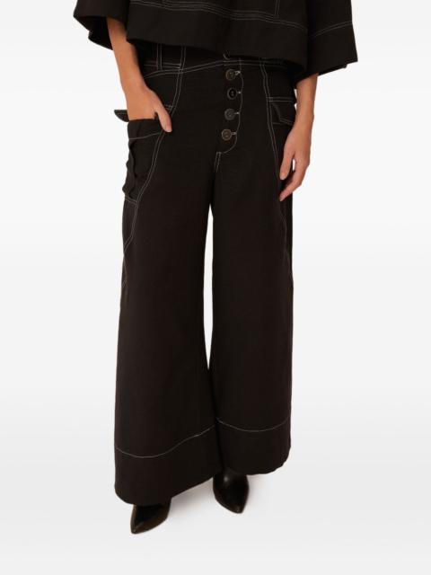 FARM RIO button-fastening contrast-stitch trousers