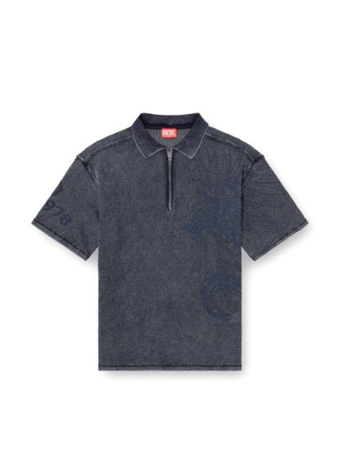 Diesel MESH-JACQUARD POLO SHIRT WITH PHOENIX PRINT
