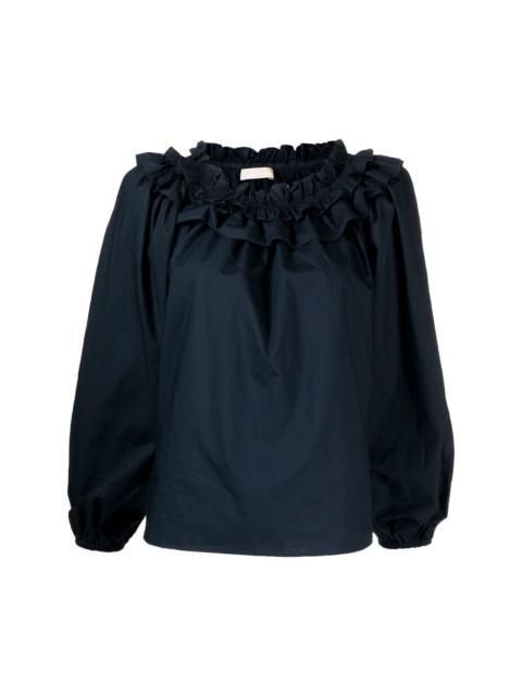 Olga ruffled cotton blouse