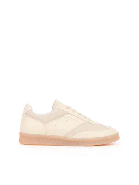 panelled leather sneakers