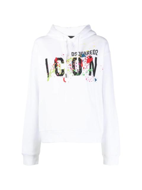 splatter logo-print hoodie