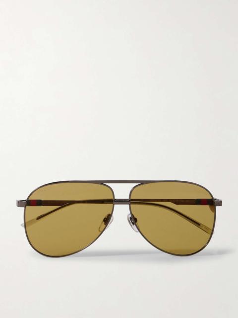 Aviator-Style Gunmetal-Tone Sunglasses