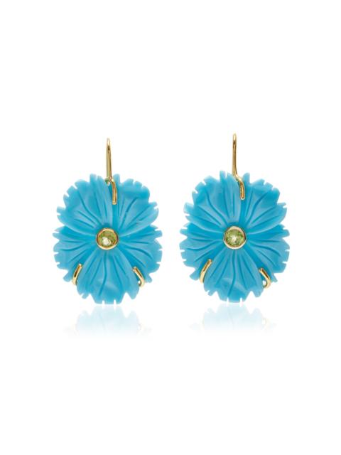 LIZZIE FORTUNATO New Bloom Turquoise Gold-Plated Earrings blue