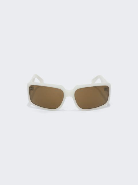 LINDA FARROW Classic Sunglasses White Silver And Brown Mirror