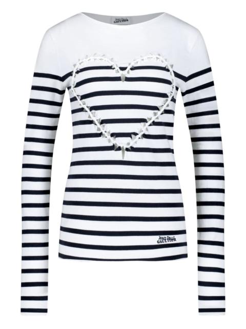 Jean Paul Gaultier striped heart-detail long-sleeved T-shirt