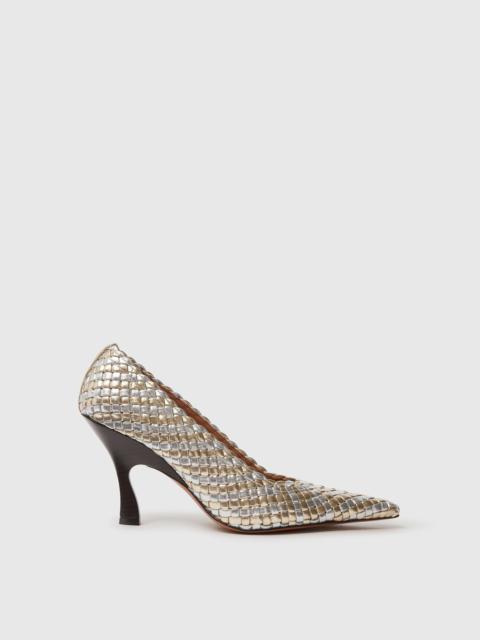 Stella McCartney Elsa Woven Metallic Kitten Heel Pump