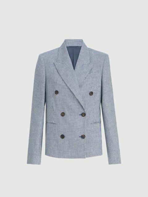 Brunello Cucinelli Linen and cotton houndstooth blazer with monili