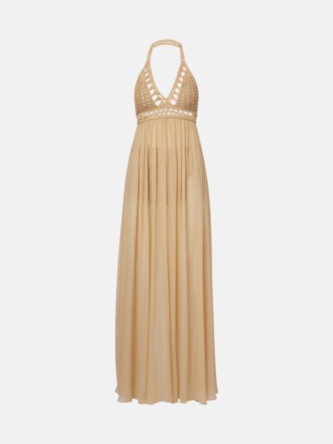 ELIE SAAB Crochet cotton and silk maxi dress