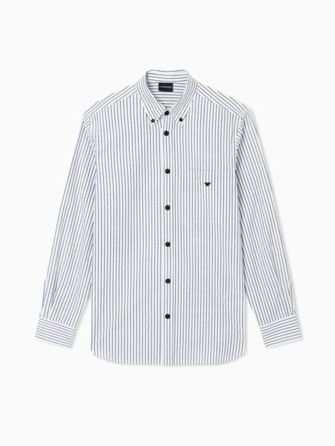 STRIPED YARN-DYED FABRIC BUTTON-DOWN SHIRT