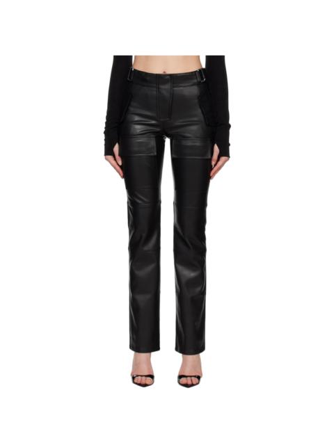 MISBHV Black Cinch Faux-Leather Trousers