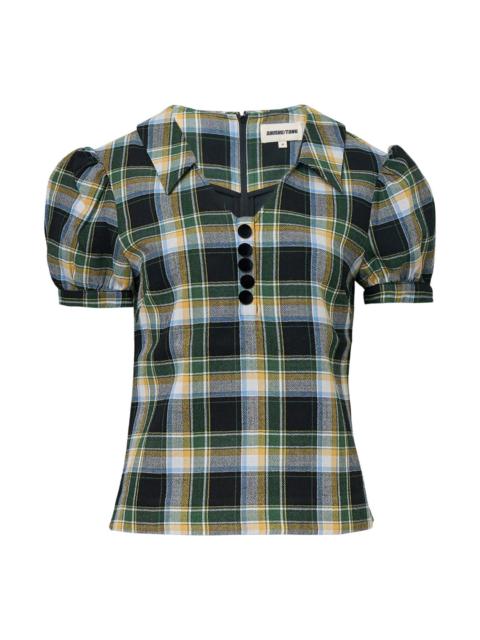 SHUSHU/TONG Notched Lapel Puff Sleeve Top