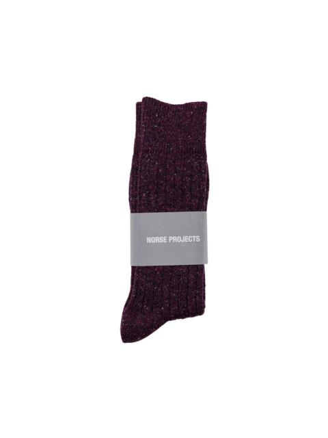 NORSE PROJECTS Bykle Neps Wool Rib Sock Darkest Purple