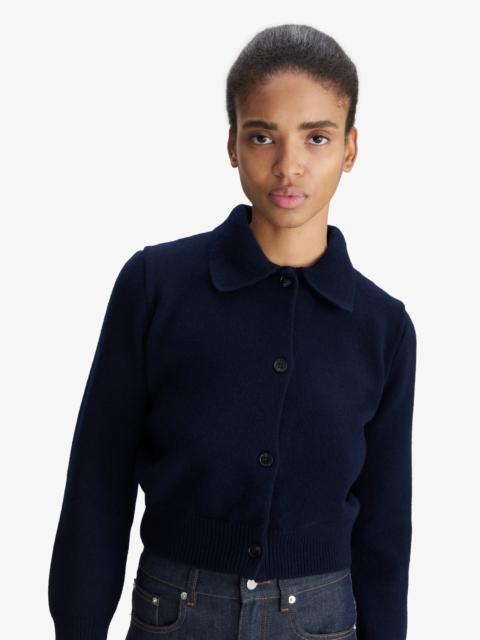 A.P.C. SOLID-COLOUR CARDIGAN WITH POLO SHIRT COLLAR