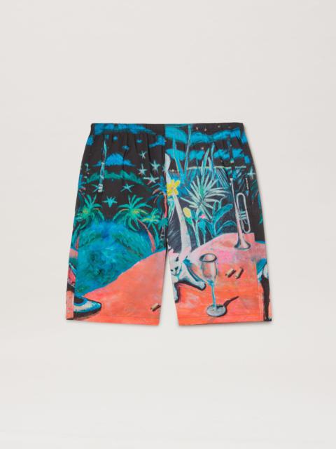 Palm Angels Oil On Canvas Long Swimshorts