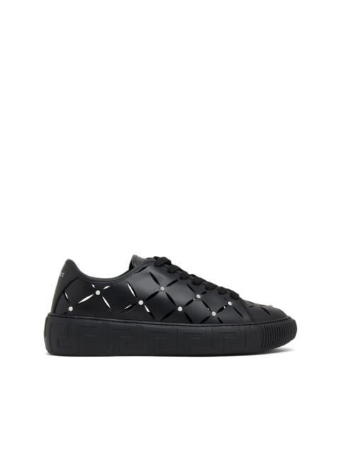 VERSACE perforated studded sneakers