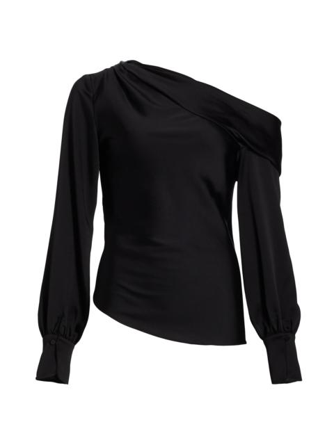 SIMKHAI Women's Alice Satin One-Shoulder Top - Black