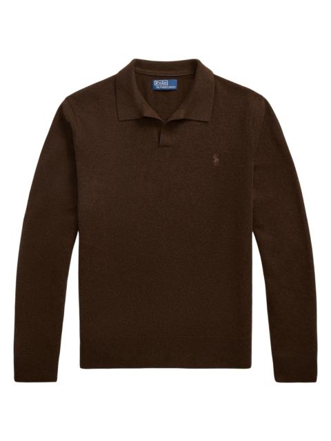 Polo Ralph Lauren Men's Wool Polo Sweater - Cacao Brown Heather