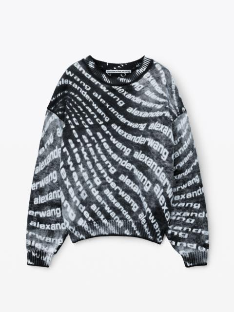 Alexander Wang OVERSIZE COTTON WAVE LOGO CREWNECK PULLOVER
