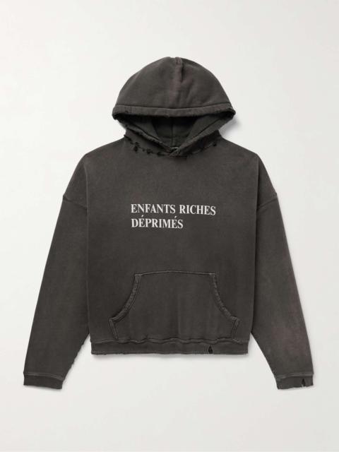 Enfants Riches Déprimés Logo-Print Distressed Cotton-Jersey Hoodie