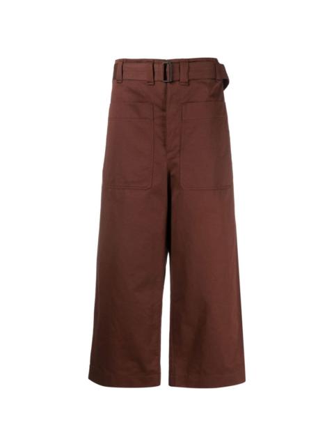wide-leg cotton-linen trousers
