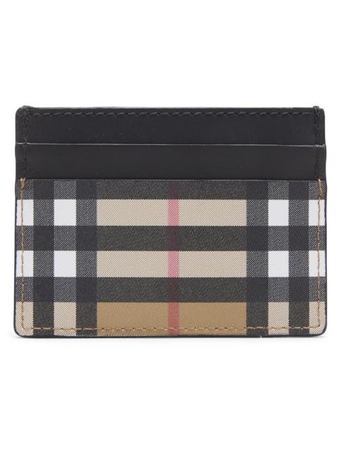 Burberry Burberry Vintage Check and Leather Card Case 4 Slot Black