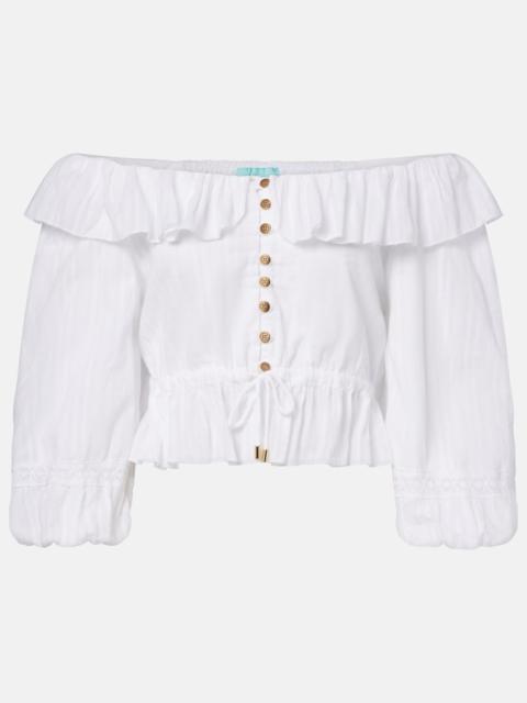 MELISSA ODABASH Corrine off-shoulder cotton poplin blouse
