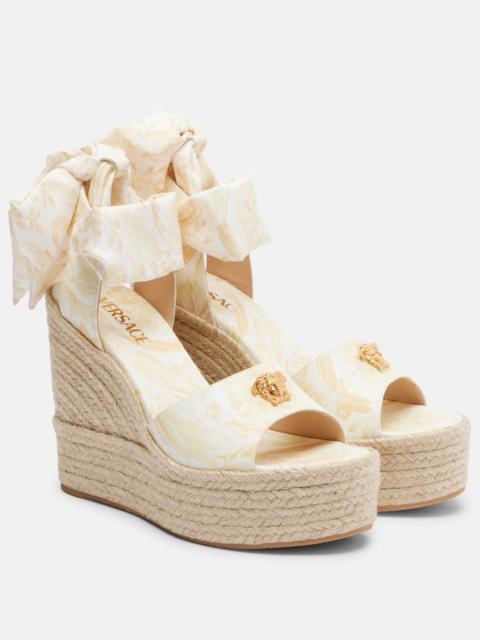 VERSACE 120 leather platform espadrille wedges