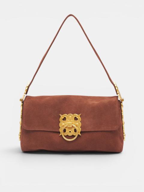 ASHLEY WILLIAMS Brown Suede Treasure Chest Handbag