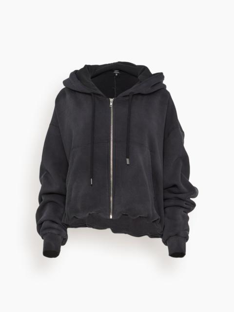 Balloon Zip-Up Hoodie in Black