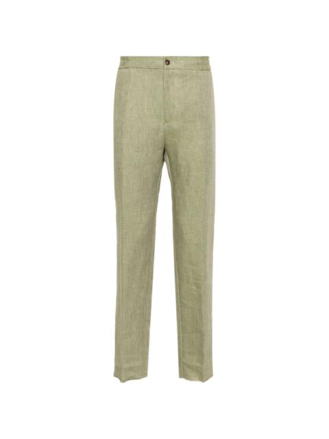 drawstring linen tapered trousers