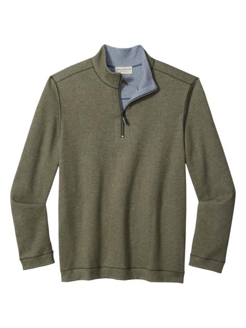 Tommy Bahama Men's Flipview Quarter-Zip Sweater - Dark Fern Heather