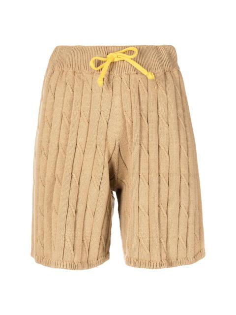 drawstring cable-knit shorts