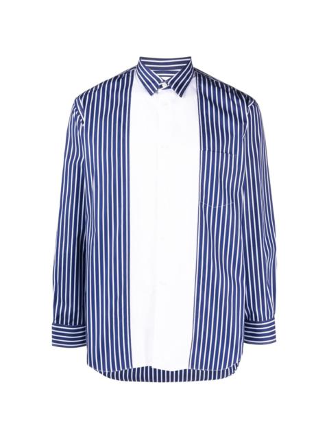 panelled striped cotton shirt