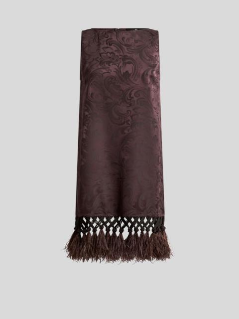 Etro MINI TUNIC DRESS IN JACQUARD WITH OSTRICH FEATHERS AND PAISLEY MOTIF