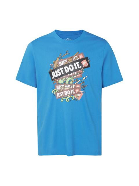 Nike Just Doit Casual Sports Alphabet Printing Short Sleeve Blue DD1263-435