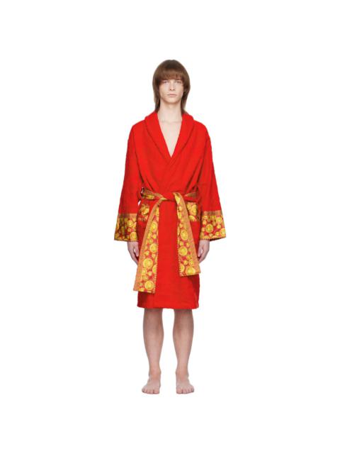 VERSACE Red Barocco Bath Robe