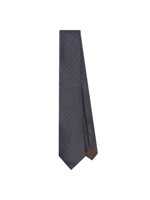 patterned-jacquard silk tie