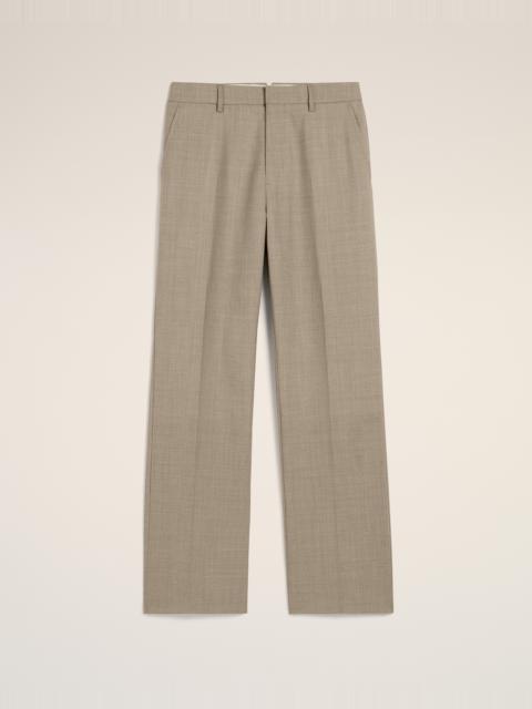 AMI Paris BEIGE WOOL STRAIGHT FIT TROUSERS