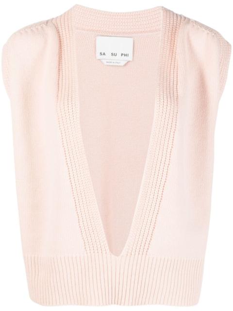 SA SU PHI plunging V-neck cashmere top