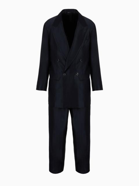 GIORGIO ARMANI Double-breasted suit in wool and silk satin
