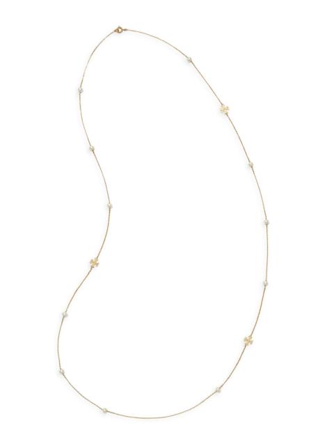 TORY BURCH Women's Long Moondance Pearl Necklace - Tory Gold Pearl