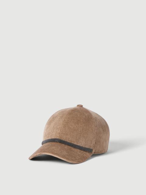 Brunello Cucinelli Fluid corduroy baseball cap with shiny band