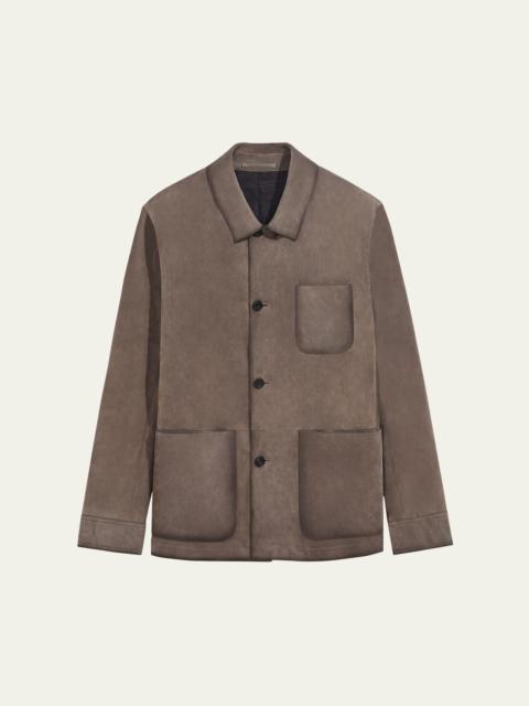 Berluti Men's Leather Shirt Jacket